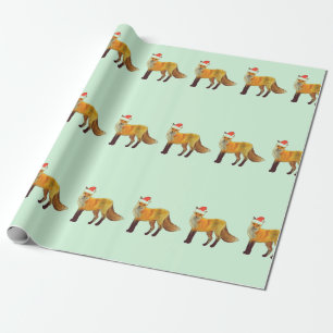 Papier Cadeau Point de polka de Fox de Noël Teal