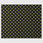 Papier Cadeau Point de polka jaune sur le grand espace noir (Plat)