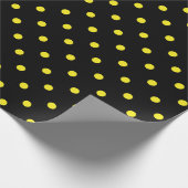 Papier Cadeau Point de polka jaune sur le grand espace noir (Coin)