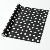 Papier Cadeau Point de polka noir et blanc (Déroulé)