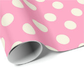 Papier Cadeau Point de polka rose (Coin rond)