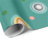 Papier Cadeau Point de polka vert et orange de fête (Coin rond)