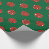 Papier Cadeau Point de polka vert et rouge brillant (Coin)