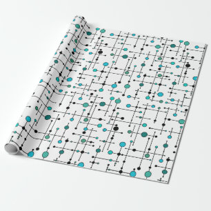 Papier Cadeau Point moderne de bleu d'Aqua de style de la moiti