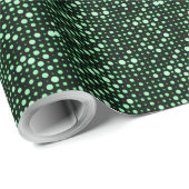 Papier Cadeau Point Polka 02.Vert. BG noir (Coin rond)