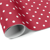 Papier Cadeau Point Polka Blanc Rétro En Noël Rouge (Coin rond)