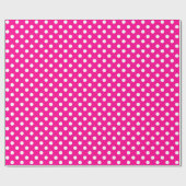 Papier Cadeau Point Polka blanc sur espace médium rose chaud (Plat)