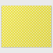 Papier Cadeau Point Polka blanc sur espace moyen jaune (Plat)