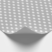 Papier Cadeau Point Polka blanc sur l'espace gris moyen (Coin)