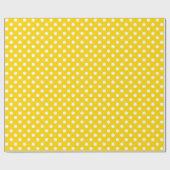 Papier Cadeau Point Polka blanc sur l'espace jaune doré (Plat)