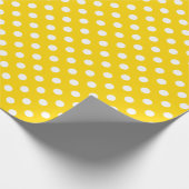 Papier Cadeau Point Polka blanc sur l'espace jaune doré (Coin)