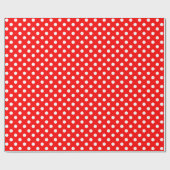 Papier Cadeau Point Polka blanc sur l'espace moyen rouge (Plat)