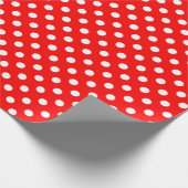 Papier Cadeau Point Polka blanc sur l'espace moyen rouge (Coin)