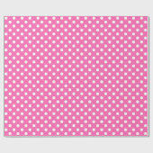 Papier Cadeau Point Polka blanc sur l'espace rose moyen (Plat)