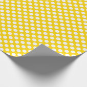 Papier Cadeau Point Polka blanc sur papier à enveloppement jaune (Coin)