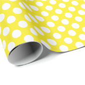 Papier Cadeau Point Polka blanc sur papier à envelopper jaune (Coin rond)