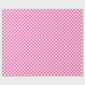 Papier Cadeau Point Polka blanc sur papier à envelopper rose (Plat)
