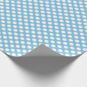 Papier Cadeau Point Polka blanc sur papier d'enveloppement bleu (Coin)