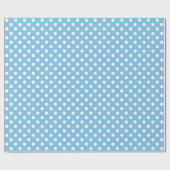 Papier Cadeau Point Polka blanc sur un espace bleu clair (Plat)