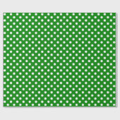 Papier Cadeau Point Polka blanc sur un espace vert moyen (Plat)