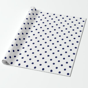 Papier Cadeau Point Polka bleu de la marine sur le grand espace