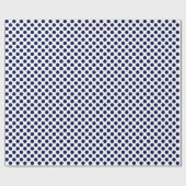 Papier Cadeau Point Polka bleu de la marine sur papier blanc (Plat)