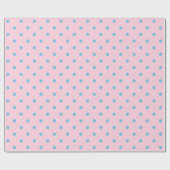 Papier Cadeau Point Polka bleu sur un grand espace rose clair (Plat)