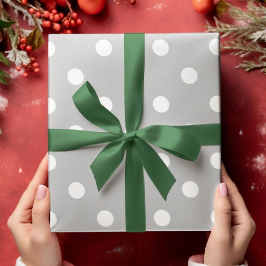 Papier Cadeau Point Polka gris