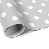Papier Cadeau Point Polka gris (Coin rond)
