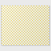 Papier Cadeau Point Polka jaune d'or dans un espace blanc moyen (Plat)