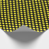 Papier Cadeau Point Polka jaune sur papier à envelopper noir (Coin)