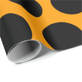 Papier Cadeau Point Polka noir et orange (Coin rond)