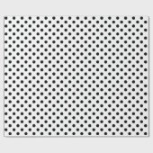 Papier Cadeau Point Polka noir sur espace moyen blanc (Plat)