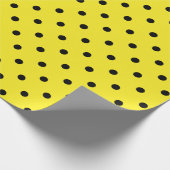 Papier Cadeau Point Polka noir sur grand espace jaune (Coin)