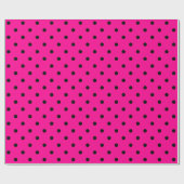Papier Cadeau Point Polka noir sur grand espace rose chaud (Plat)