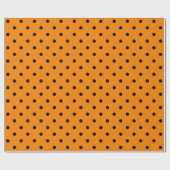 Papier Cadeau Point Polka noir sur le grand espace orange (Plat)