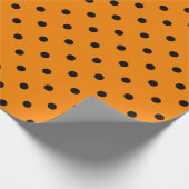 Papier Cadeau Point Polka noir sur le grand espace orange (Coin)