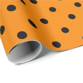 Papier Cadeau Point Polka noir sur le grand espace orange (Coin rond)