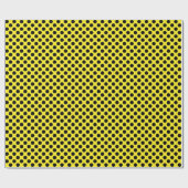 Papier Cadeau Point Polka noir sur papier à envelopper jaune (Plat)