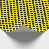Papier Cadeau Point Polka noir sur papier à envelopper jaune (Coin)