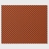 Papier Cadeau Point Polka noir sur papier d'enveloppement orange (Plat)
