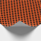 Papier Cadeau Point Polka noir sur papier d'enveloppement orange (Coin)