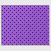 Papier Cadeau Point Polka noir sur un grand espace violet (Plat)