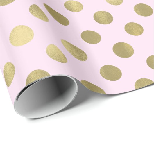 Papier Cadeau Point Polka Or Rose (Coin rond)