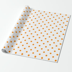 Papier Cadeau Point Polka orange sur le grand espace blanc