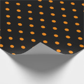 Papier Cadeau Point Polka orange sur le grand espace noir (Coin)