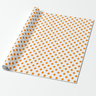Papier Cadeau Point Polka orange sur un espace blanc moyen