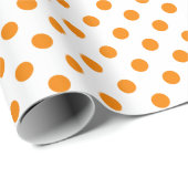 Papier Cadeau Point Polka orange sur un espace blanc moyen (Coin rond)