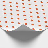 Papier Cadeau Point Polka orange vif sur blanc (Coin)