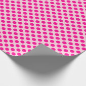 Papier Cadeau Point Polka rose chaud sur papier à enveloppement  (Coin)